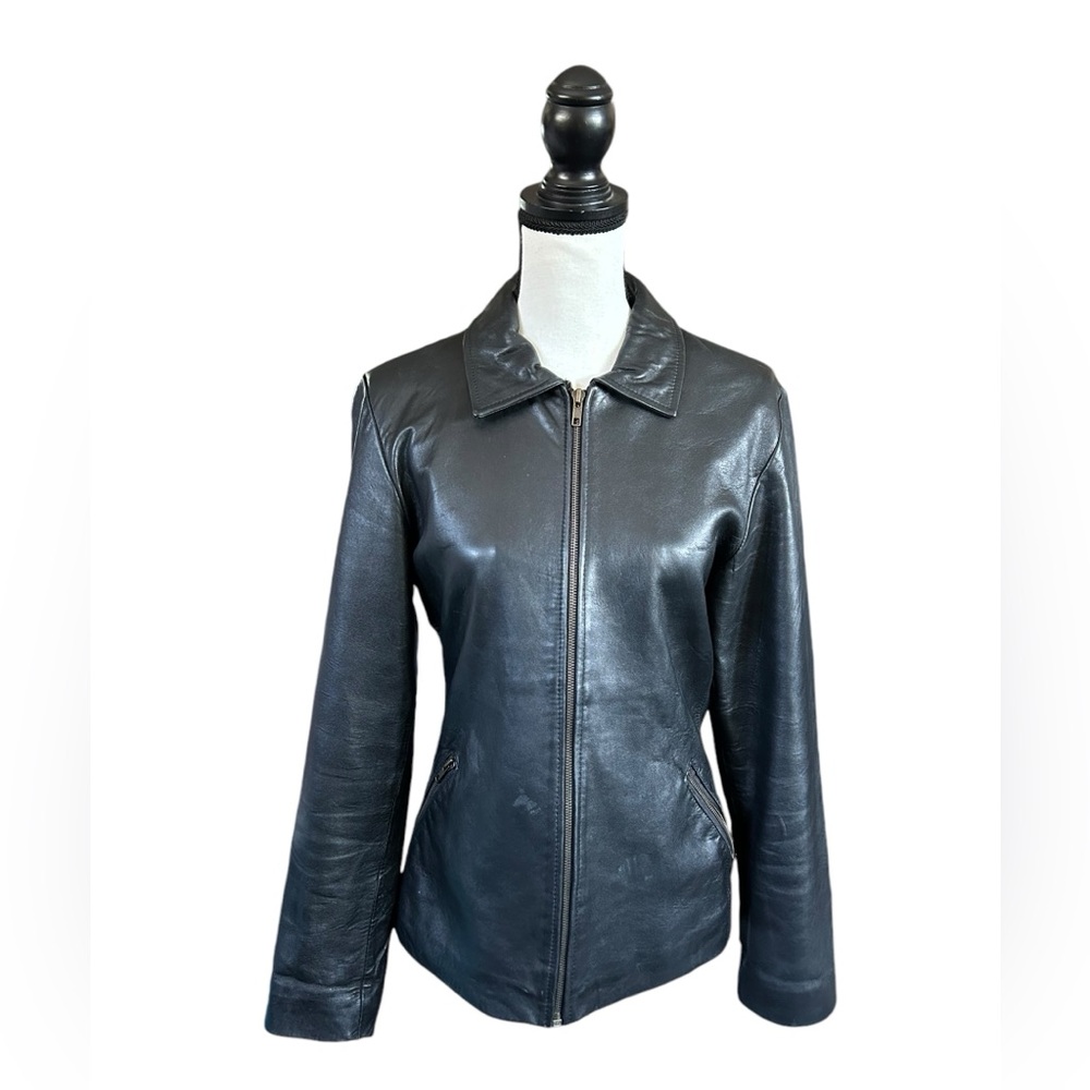 Vintage 90s Rem Garson Black Leather Zip-Up Jacket Moto Goth Grunge Bikercore M